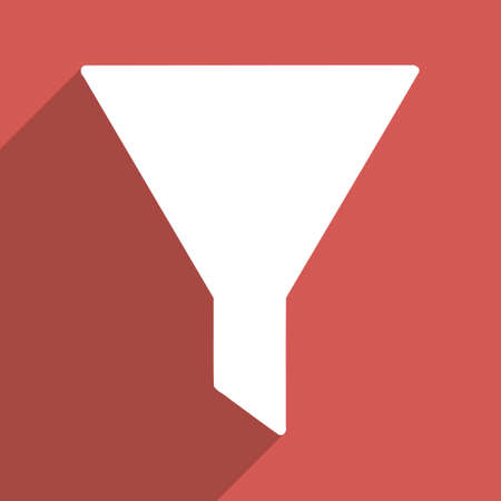 Filter long shadow vector icon. Style is a flat light symbol with rounded angles on a red square background.のイラスト素材