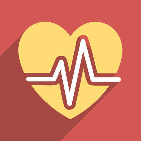 Heart Diagram long shadow vector icon. Style is a flat light symbol with rounded angles on a red square background.のイラスト素材