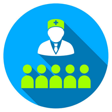 Medical Class long shadow icon. Style is a light flat symbol with rounded angles on a blue round button.の写真素材
