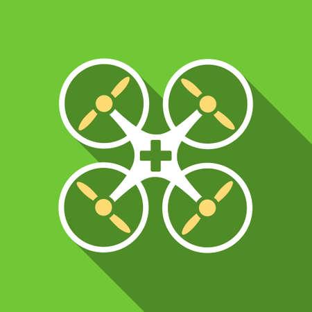 Medical Drone long shadow vector icon. Style is a flat symbol with rounded angles on a green square button.のイラスト素材