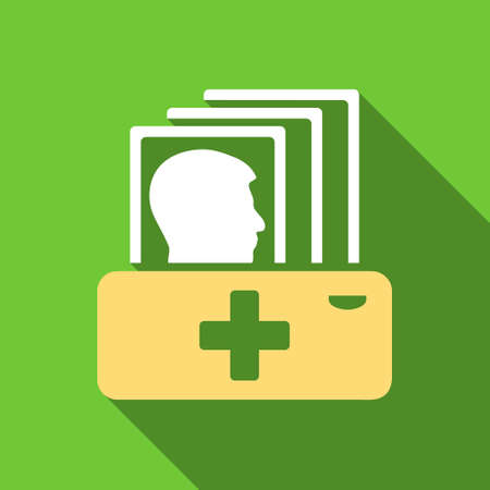 Patient Catalog long shadow vector icon. Style is a flat symbol with rounded angles on a green square button.のイラスト素材