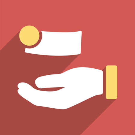 Money Payment long shadow vector icon. Style is a flat light symbol with rounded angles on a red square background.のイラスト素材