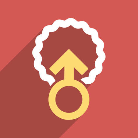 Ovum Penetration long shadow vector icon. Style is a flat light symbol with rounded angles on a red square background.のイラスト素材