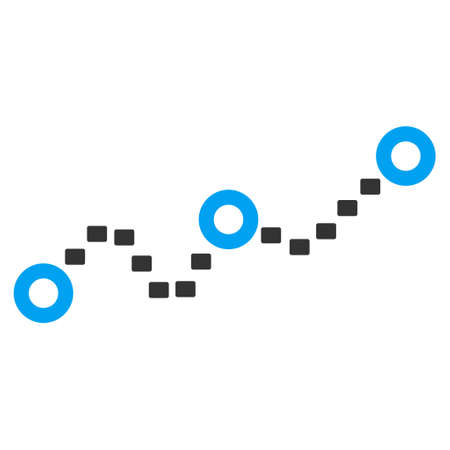 Dotted Chart vector icon. Style is bicolor flat symbol, blue and gray colors, dots are rounded rectangles, white background.のイラスト素材