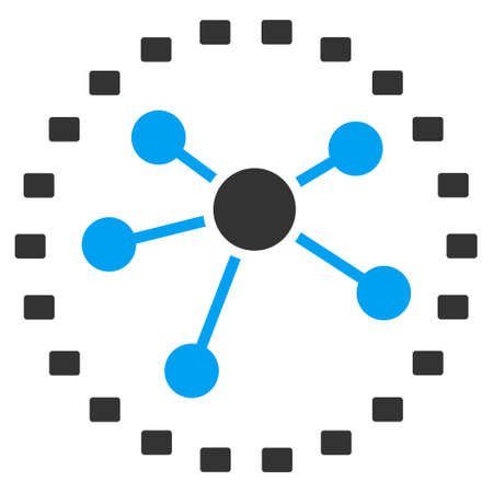 Dotted Links Diagram vector icon. Style is bicolor flat symbol, blue and gray colors, dots are rounded rectangles, white background.のイラスト素材