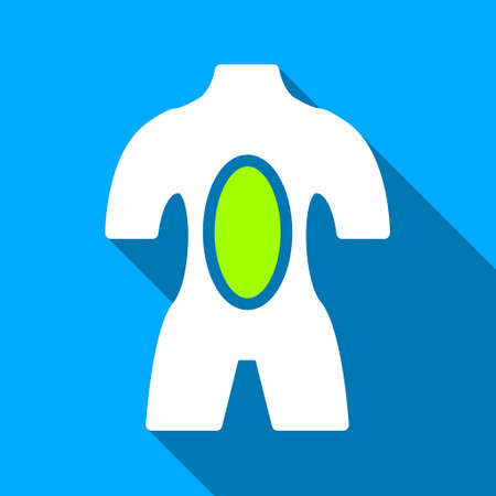 Anatomy long shadow vector icon. Style is a flat light symbol with rounded angles on a blue square background.のイラスト素材