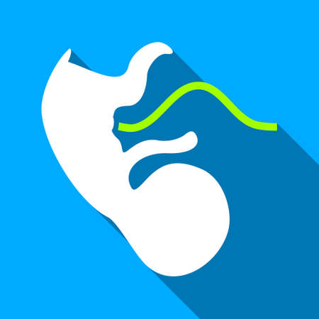 Ape Embryo long shadow vector icon. Style is a flat light symbol with rounded angles on a blue square background.のイラスト素材