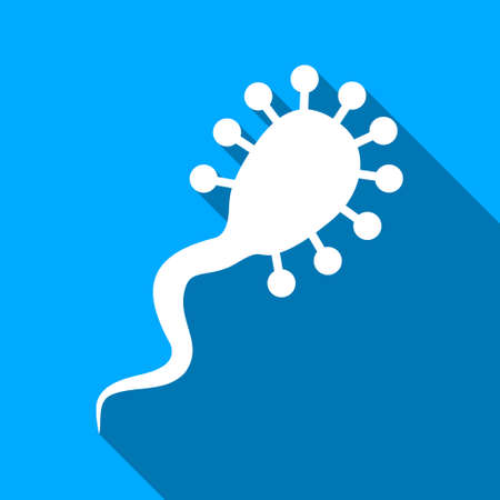 Bloodsucker long shadow vector icon. Style is a flat light symbol with rounded angles on a blue square background.のイラスト素材