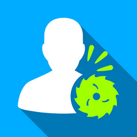 Body Execution With Circular Saw long shadow vector icon. Style is a flat light symbol with rounded angles on a blue square background.のイラスト素材