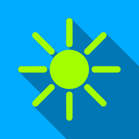 Brightness long shadow vector icon. Style is a flat light symbol with rounded angles on a blue square background.のイラスト素材