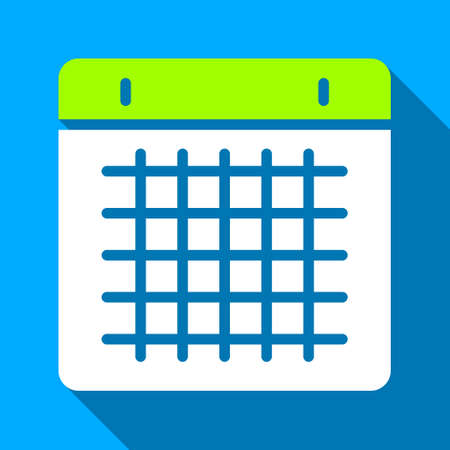 Calendar long shadow vector icon. Style is a flat light symbol with rounded angles on a blue square background.のイラスト素材