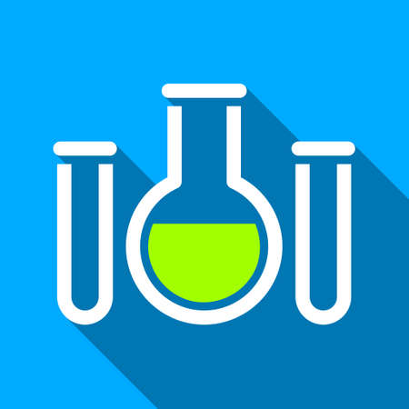 Chemical Vessels long shadow vector icon. Style is a flat light symbol with rounded angles on a blue square background.のイラスト素材