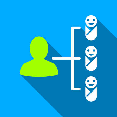 Children Links long shadow vector icon. Style is a flat light symbol with rounded angles on a blue square background.のイラスト素材