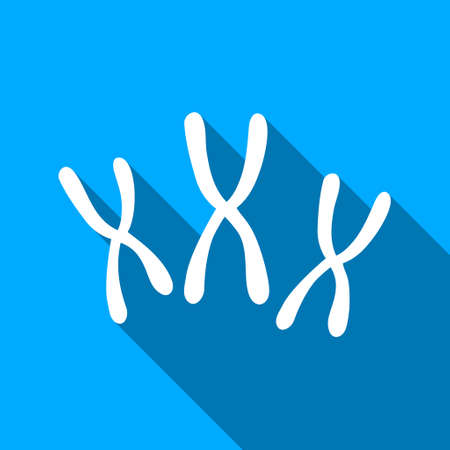 Chromosomes long shadow vector icon. Style is a flat light symbol with rounded angles on a blue square background.のイラスト素材