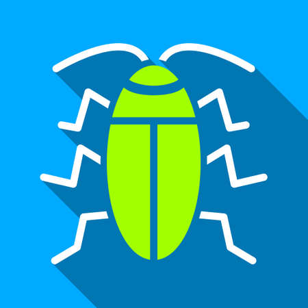 Cockroach long shadow vector icon. Style is a flat light symbol with rounded angles on a blue square background.のイラスト素材