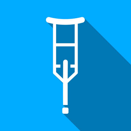 Crutch long shadow vector icon. Style is a flat light symbol with rounded angles on a blue square background.のイラスト素材