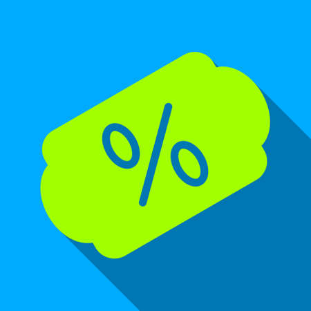 Discount Label long shadow vector icon. Style is a flat light symbol with rounded angles on a blue square background.のイラスト素材