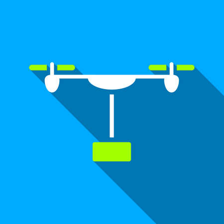 Drone Shipment long shadow vector icon. Style is a flat light symbol with rounded angles on a blue square background.のイラスト素材
