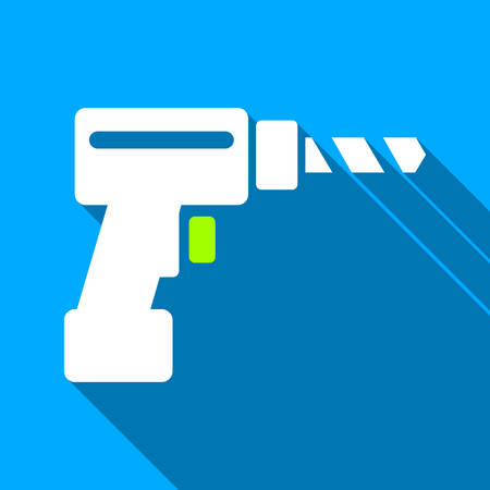 Drill long shadow vector icon. Style is a flat light symbol with rounded angles on a blue square background.のイラスト素材