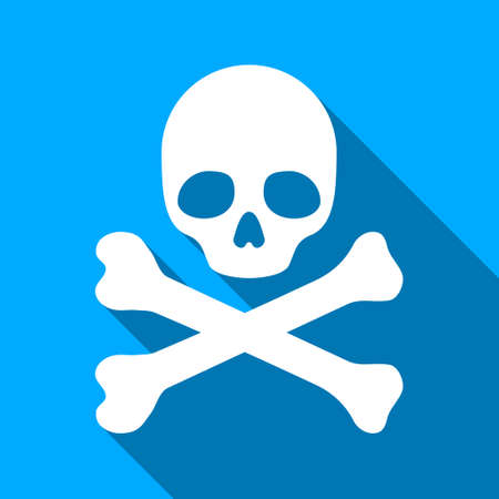 Death long shadow vector icon. Style is a flat light symbol with rounded angles on a blue square background.のイラスト素材