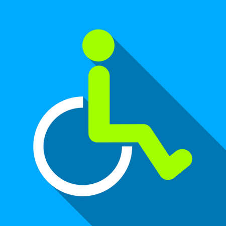 Disabled Person WC long shadow vector icon. Style is a flat light symbol with rounded angles on a blue square background.のイラスト素材