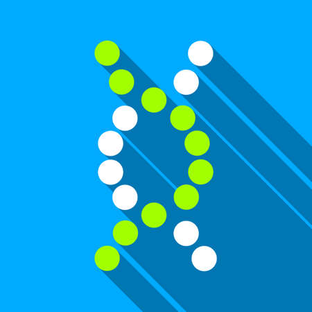 DNA Spiral long shadow vector icon. Style is a flat light symbol with rounded angles on a blue square background.のイラスト素材