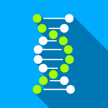 DNA Spiral long shadow vector icon. Style is a flat light symbol with rounded angles on a blue square background.のイラスト素材