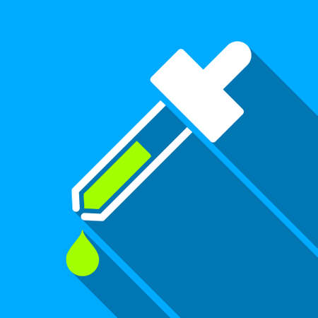 Dropper long shadow vector icon. Style is a flat light symbol with rounded angles on a blue square background.のイラスト素材