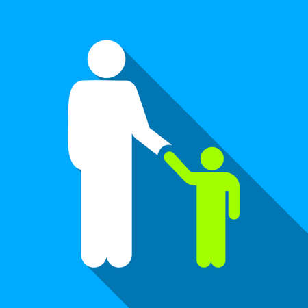 Father With Son long shadow vector icon. Style is a flat light symbol with rounded angles on a blue square background.のイラスト素材