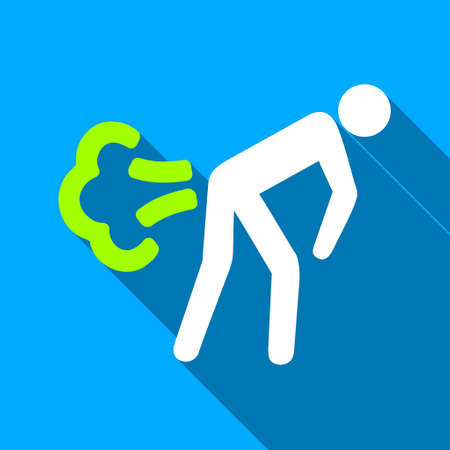 Fart Person long shadow vector icon. Style is a flat light symbol with rounded angles on a blue square background.のイラスト素材