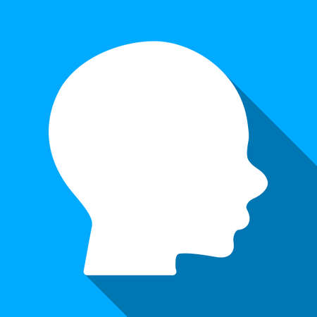 Head Profile long shadow vector icon. Style is a flat light symbol with rounded angles on a blue square background.のイラスト素材