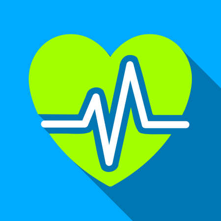 Heart Diagram long shadow vector icon. Style is a flat light symbol with rounded angles on a blue square background.のイラスト素材