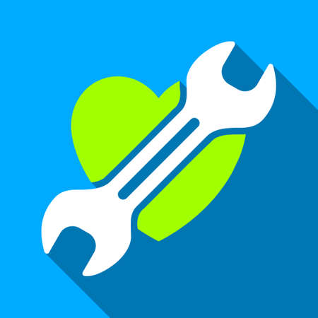 Heart Surgery long shadow vector icon. Style is a flat light symbol with rounded angles on a blue square background.のイラスト素材