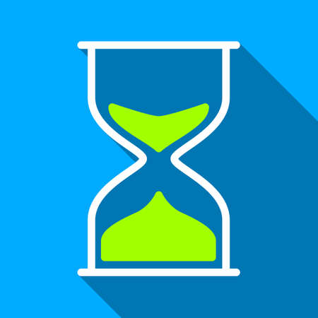Hourglass long shadow vector icon. Style is a flat light symbol with rounded angles on a blue square background.のイラスト素材