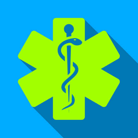 Life Star long shadow vector icon. Style is a flat light symbol with rounded angles on a blue square background.のイラスト素材
