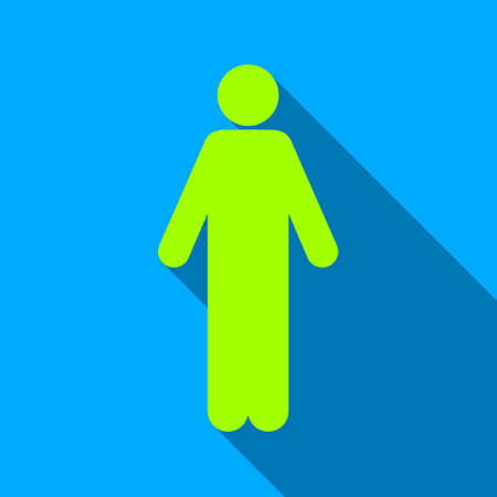 Man Figure long shadow vector icon. Style is a flat light symbol with rounded angles on a blue square background.のイラスト素材