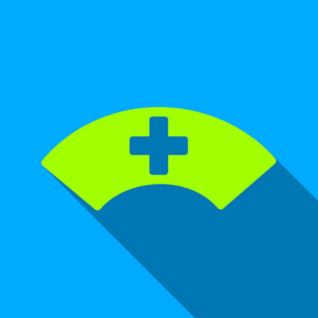 Medical Visor long shadow vector icon. Style is a flat light symbol with rounded angles on a blue square background.のイラスト素材