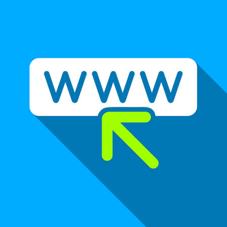 Select Website long shadow vector icon. Style is a flat light symbol with rounded angles on a blue square background.のイラスト素材