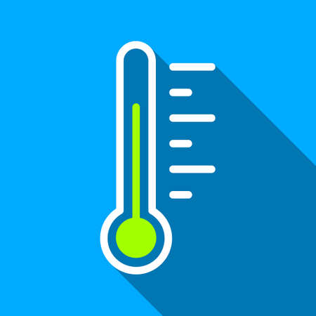 Temperature Level long shadow vector icon. Style is a flat light symbol with rounded angles on a blue square background.のイラスト素材