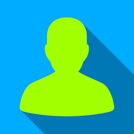User Portrait long shadow vector icon. Style is a flat light symbol with rounded angles on a blue square background.のイラスト素材