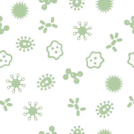 Bacteria Seamless glyph repeatable pattern. Style is flat symbols on a white background.の写真素材