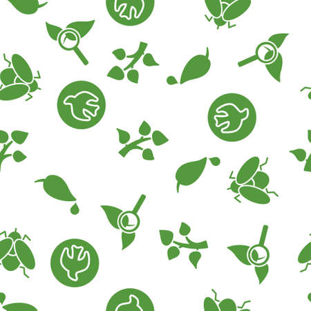 Nature Exploration Seamless glyph repeatable pattern. Style is flat symbols on a white background.