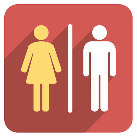 WC People long shadow vector icon. Style is a flat symbol on a red rounded square button.のイラスト素材