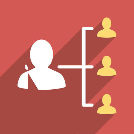 Patient Relations long shadow vector icon. Style is a flat light symbol on a red square background.のイラスト素材