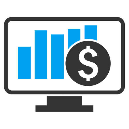 Stock Market Monitoring vector icon. Style is bicolor flat symbol, blue and gray colors, white background.のイラスト素材