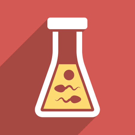 Sperm Liquid long shadow glyph icon. Style is a flat light symbol on a red square background.の写真素材