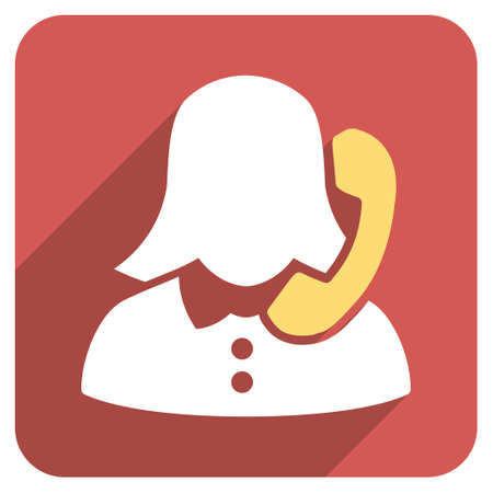 Phone Operator long shadow vector icon. Style is a flat symbol on a red rounded square button.のイラスト素材