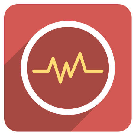 Pulse Monitoring long shadow vector icon. Style is a flat symbol on a red rounded square button.のイラスト素材
