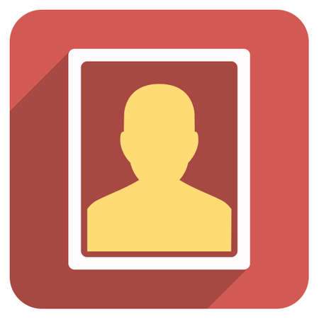 User Portrait long shadow vector icon. Style is a flat symbol on a red rounded square button.のイラスト素材