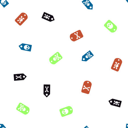 Dead Tag Seamless repeatable pattern. Style is flat vector symbols on a white background.のイラスト素材